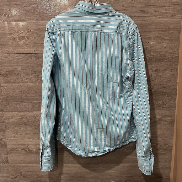 Vintage Hollister Mens Medium Blue White Striped Long Sleeve Button Up Y2K - Picture 4 of 7